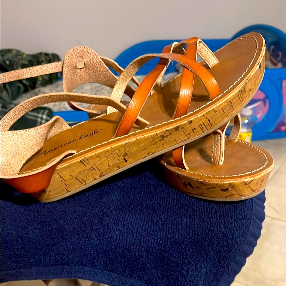 American Eagle Outfitters Women's Tan and Brown Sandals